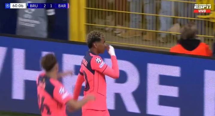 Gol de Lamine Yamal hoy con Barcelona vs Brujas en partido por Champions League