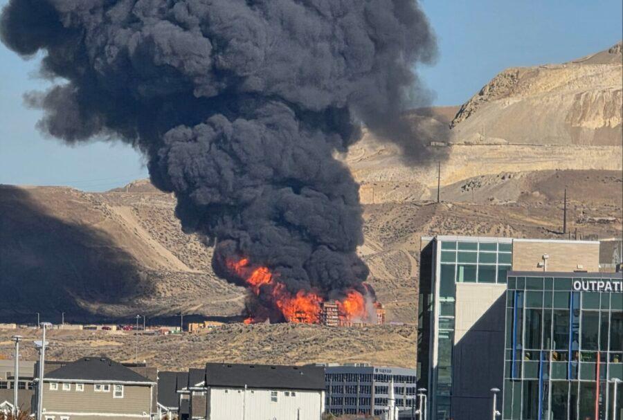 Construction site catches fire at Point of the Mountain near Lehi
