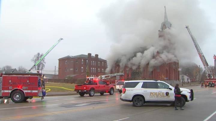 Fire crews respond to fire at vacant, historic church in Chester