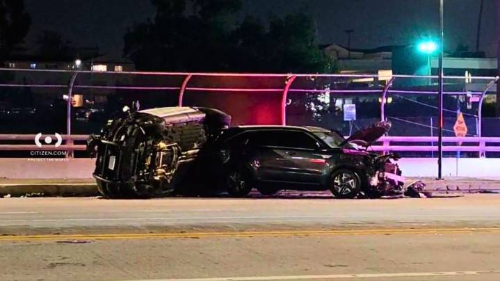 Glendale police cruiser overturns in two-car crash; 1 hospitalized
