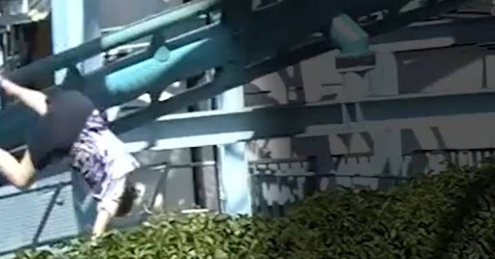 Terrifying moment woman plunges from rollercoaster and falls 20ft to the floor
