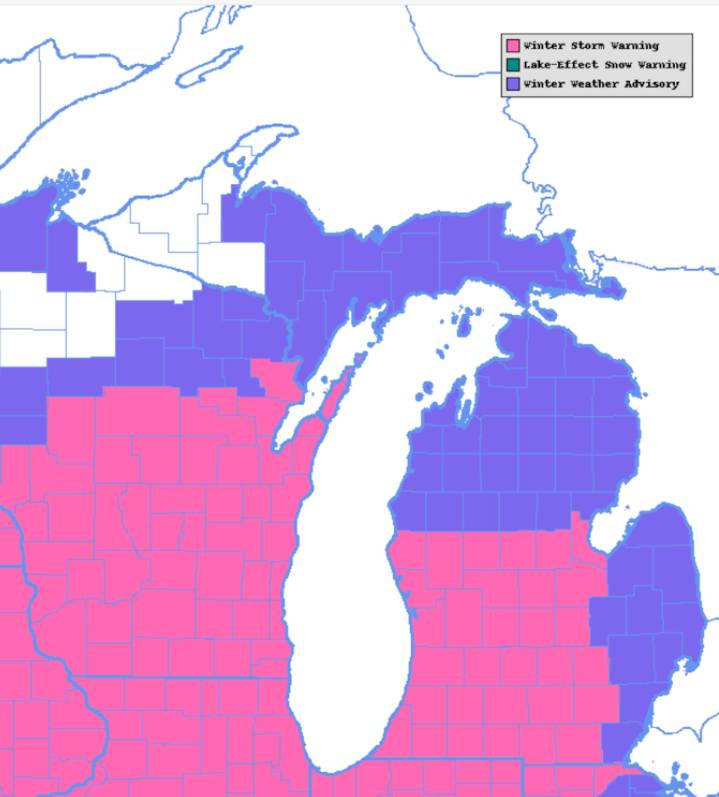 Winter Storm Warnings now stretch across 31 Michigan counties ahead of Saturday’s heavy snow