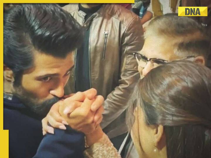 Vijay Deverakonda kisses Rashmika Mandanna at The Girlfriend success meet