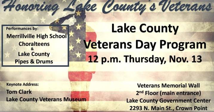 Lake County government ceremony honoring veterans set for Nov. 13