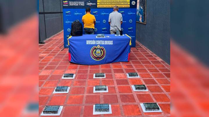 Capturan a dos ciudadanos colombianos con más de 10 kilos de presunta cocaína en Táchira
