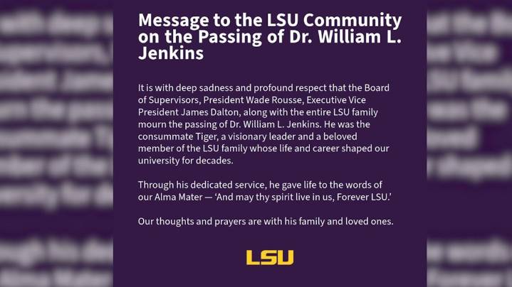 LSU mourns death of former President Dr. William L. Jenkins