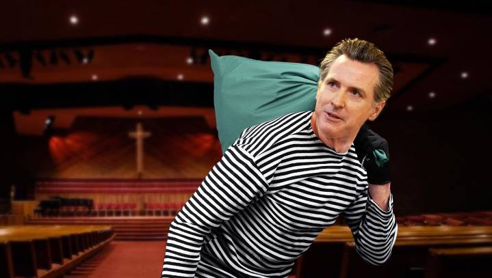 Gavin Newsom Sneaks Into Grace Community Church At Night To Steal All The Hymnals