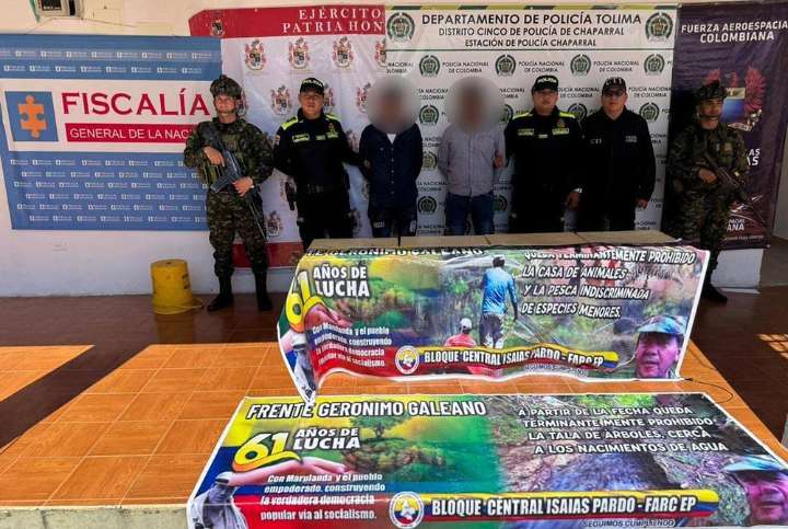 Capturan al cabecilla logístico y un sicario de las disidencias de Iván Mordisco en el Tolima