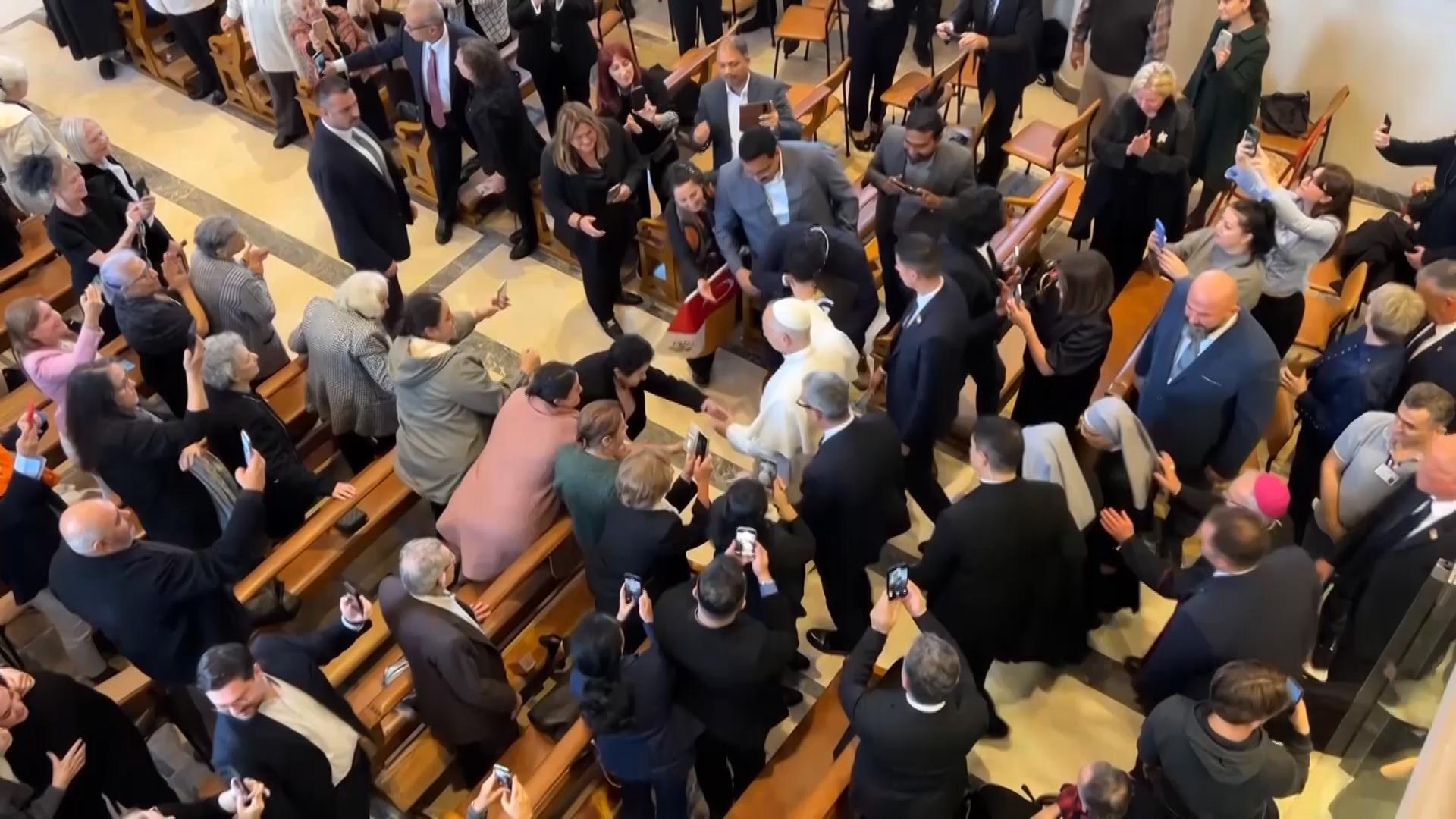 Pope Leo greets faithful during visit to Istanbul nursing home