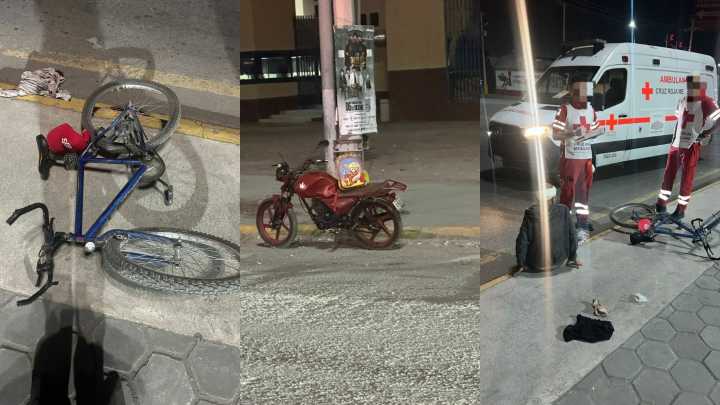 Moto arrolla a ciclista en la parte baja del puente Centenario de Gómez Palacio