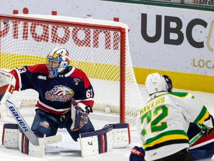 Late breakdown dooms London Knights in 4–2 loss to Saginaw Spirit