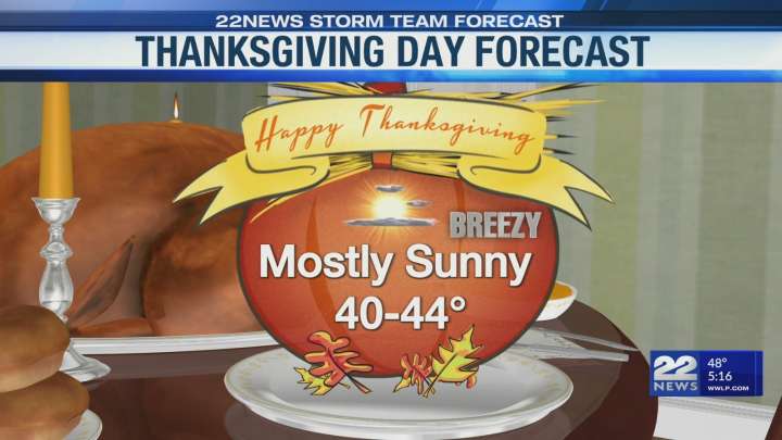 What will the weather be like on Thanksgiving in western Massachusetts?