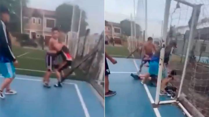 Video: una patota irrumpió en una cancha de fútbol y dejó inconsciente a un adolescente de 16 años