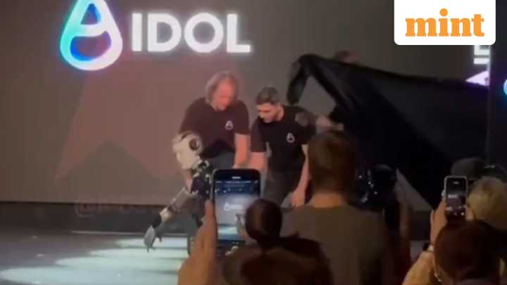 Russia's AI robot takes the stage in grand debut, falls moments after