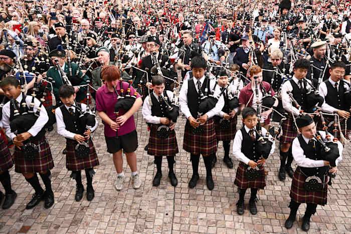 Bagpipers claim world record with AC/DC's 'It's a Long Way to the Top'