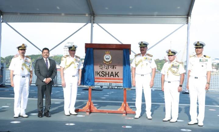 Proud Moment For GRSE As Third Survey Vessel Large INS Ikshak Gets Commissioned Into Navy