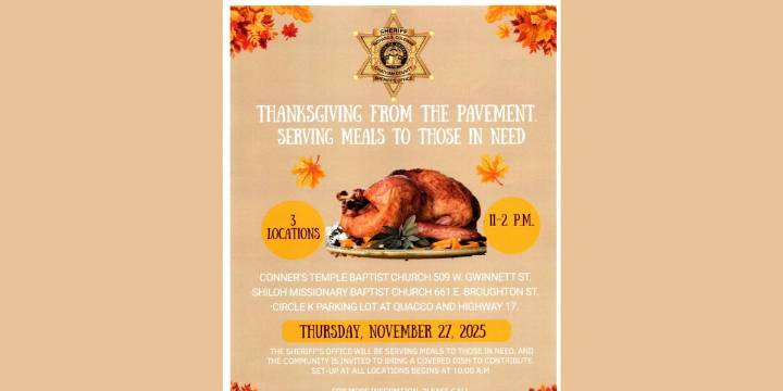 Free Thanksgiving meals to be served by Chatham County Sheriff’s Office
