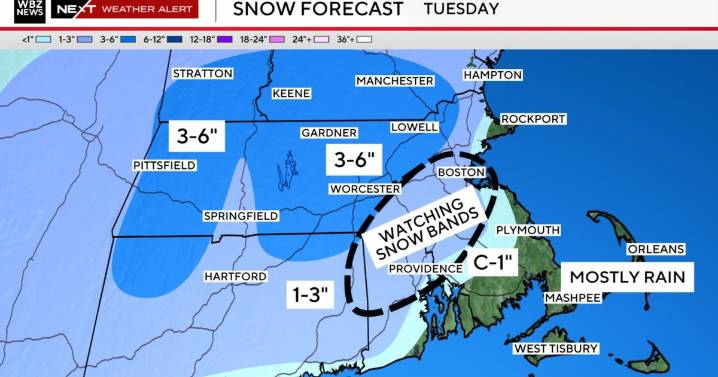 Massachusetts snow maps show possible totals for Tuesday storm in Boston area