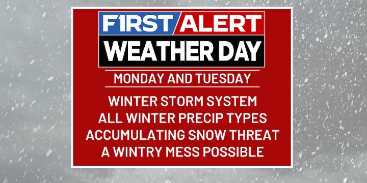 FIRST ALERT | Tracking an early week Winter Storm System