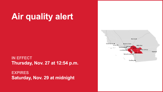 Air quality alert issued for Riverside County until early Saturday