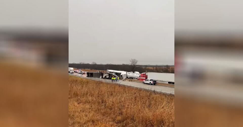 Northbound, southbound lanes of I-35 closed near Emporia due to semi crash