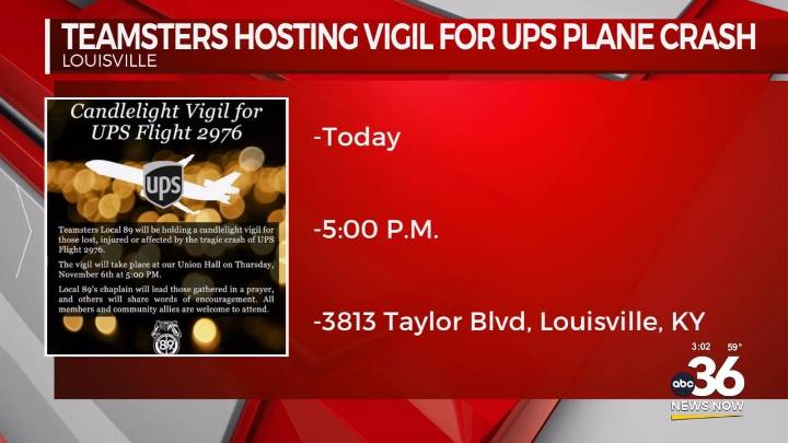 Teamsters Local 89 holds candlelight vigil for UPS Flight 2976 victims in Louisville