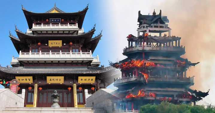China: feroz incendio ARRASA con el Templo Yongqing, uno de los más antiguos e importantes del país