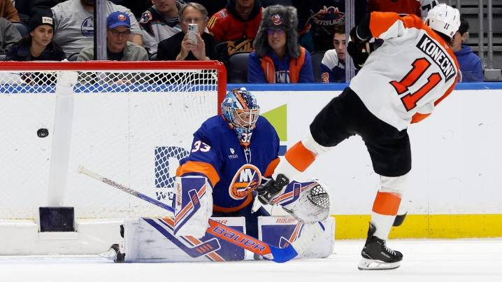 Isles rally from three-goal deficit before falling to Flyers in shootout