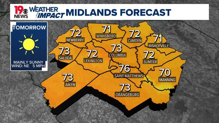 Slightly cooler on Sunday, rain chances return mid
