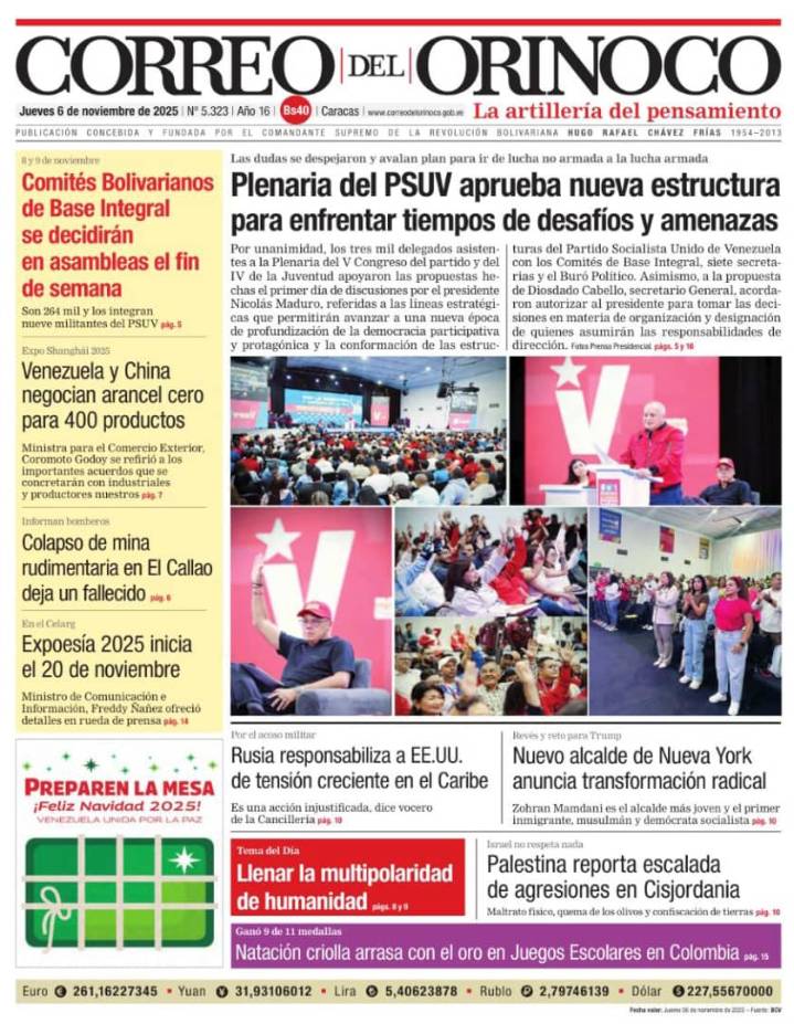 Edición Impresa Correo del Orinoco N° 5.323