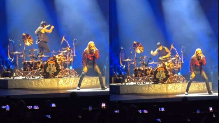 ¡Tremendo resbalón! Baterista de Maná sufre aparatosa caída en concierto y se vuelve viral