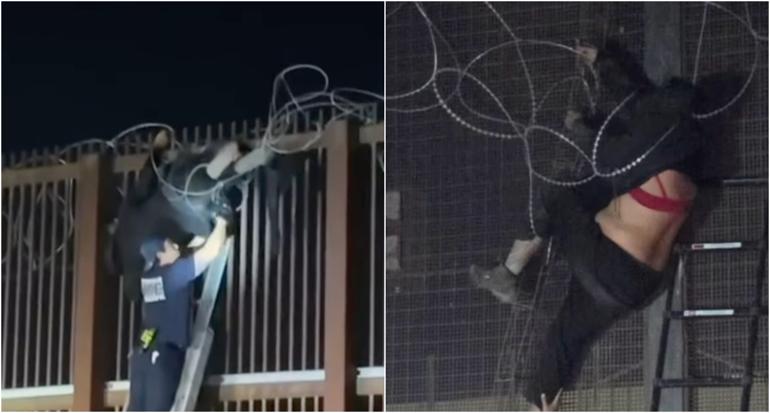 Intentó cruzar a El Paso por el muro fronterizo y quedó atrapada