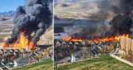 VIDEO: Lehi fire fully engulfs under-construction apartment complex