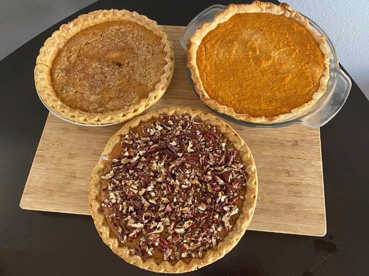 I tried sweet potato pie recipes from Trisha Yearwood, Alton Brown, and Carla Hall. The best had an easy homemade crust.