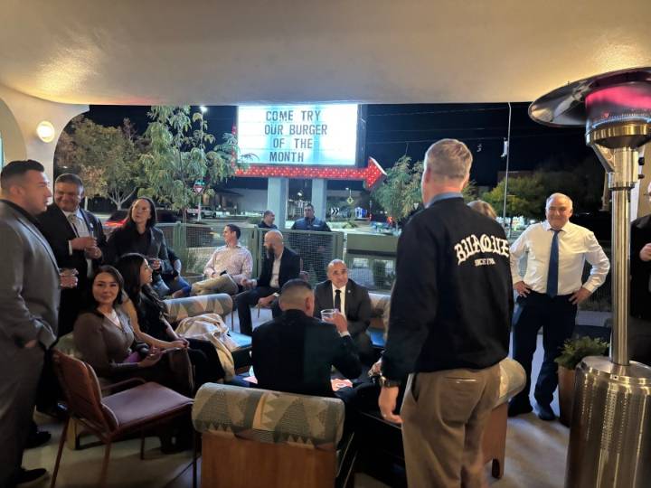 Tim Keller meets with supporters in downtown Albuquerque ahead of election results