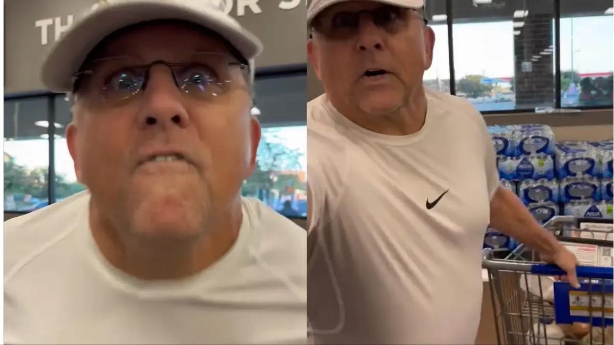 ‘F-ck You!’: White Shopper Yells In Black Woman’s Face, Throws Her Groceries In Kroger Meltdown Over Self Checkout Etiquette But Doesn’t Get the Reaction He Craves, Video Shows