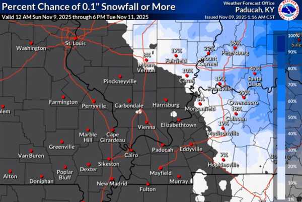 First snowflakes of the season possible tonight toward Evansville