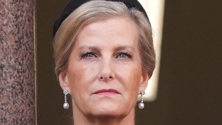 Duchess Sophie is moved to tears in elegant floral coat dress