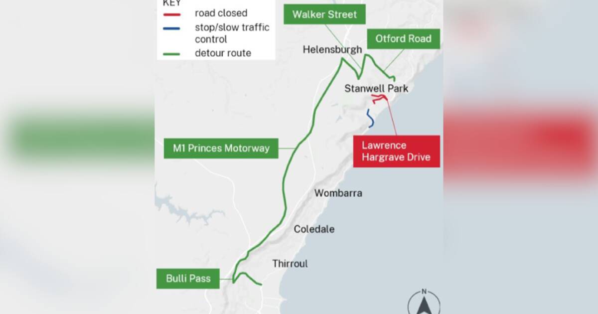 Road closures on Lawrence Hargrave Drive, Masters Road this week