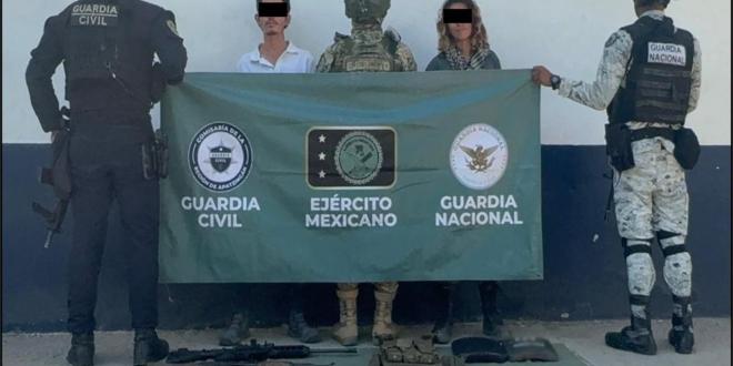 En Michoacán, en distintas acciones se detuvo a cinco personas, se aseguraron armas de fuego y droga