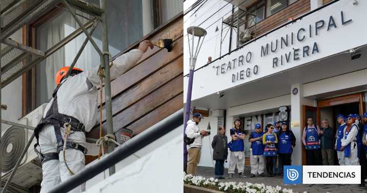 Puerto Montt recupera su joya cultural: Chile Pinta renueva la fachada del Teatro Diego Rivera
