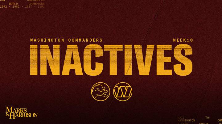 Commanders vs. Lions Week 10 inactives