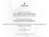The Villa Group felicita a Pablo Lemus por su primer informe de gobierno