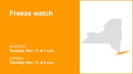 Freeze watch in place for Long Island for Tuesday
