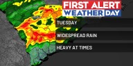 FIRST ALERT WEATHER DAY for widespread showers and heavy rainfall into Tuesday