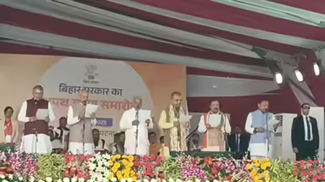 Nitish Kumar takes oath for historic 10th term as Bihar CM at grand ceremony in Patna