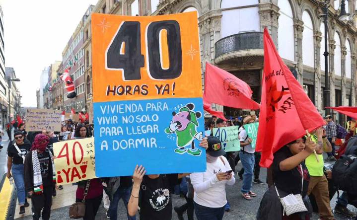 Jóvenes marchan por aprobación de jornada laboral de 40 horas sin gradualidad
