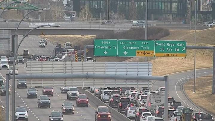 Six-vehicle crash causes major delays on Crowchild Trail SW