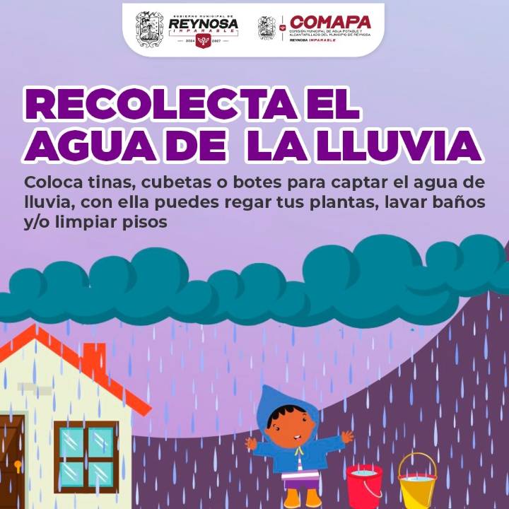 COMAPA invita a reutilizar el agua de lluvia en actividades del hogar