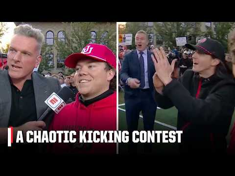 A CHAOTIC KICKING CONTEST 🤯 Pat McAfee and Kirk Herbstreit ICE the kicker‼️